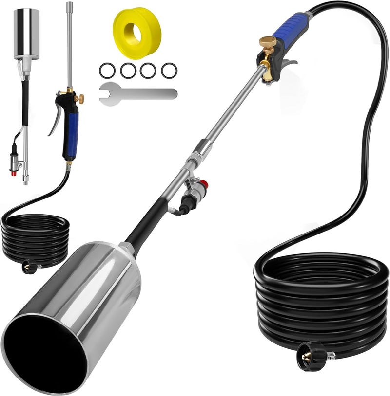 Fiulensyi Propane Torch Weed Burner Kit,High Output,Heavy Duty Blow Torch Flamethrower with 10FT Hose for Weeding,Roof Asphalt,lce Snow,Road Marking,Charcoal - Image 1